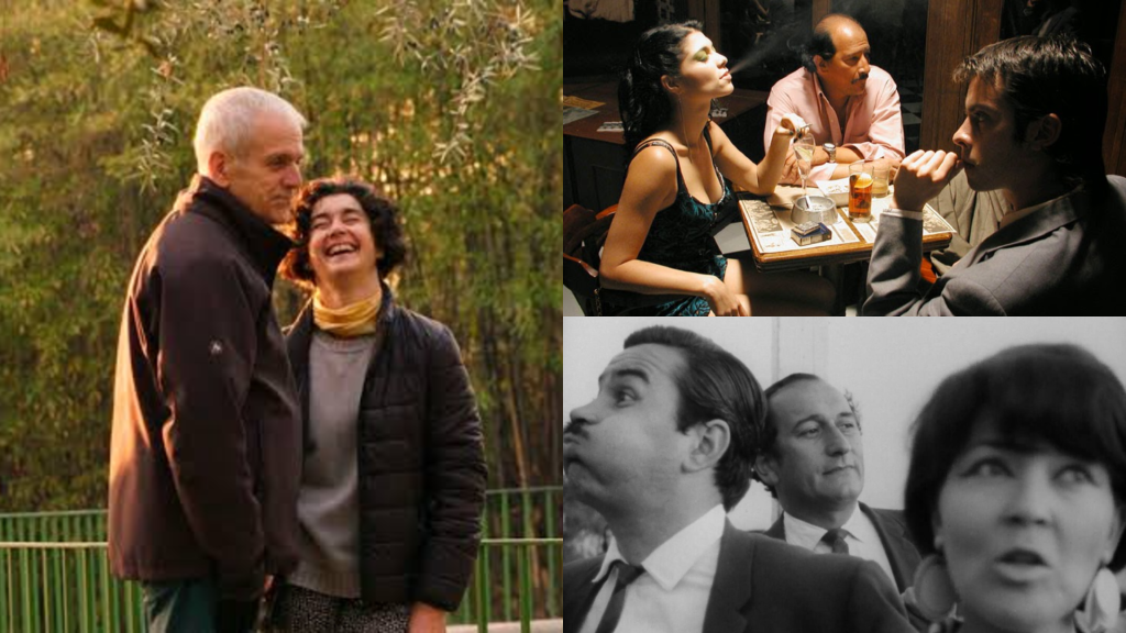 Collage de fotos de funciones de cine chileno en la Sala de Cine de Ñuñoa, Avenida Irarrázaval 4055