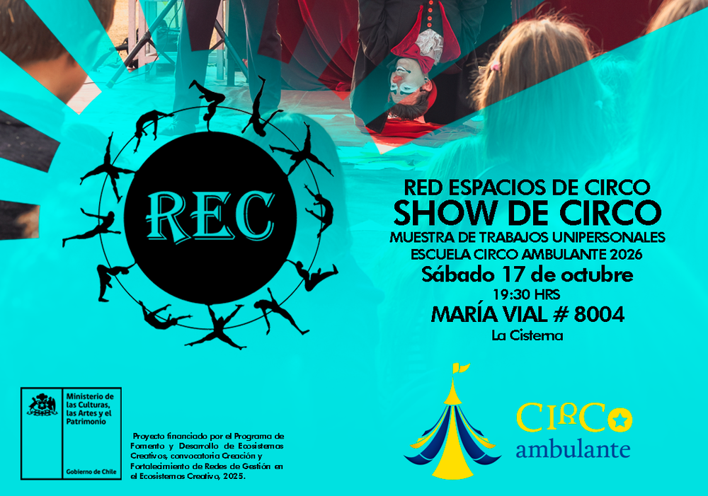 Estudiantes de la Escuela de Circo presentando sus números unipersonales en el Espacio Cultural Circo Ambulante
