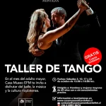 Afiche del Taller de Tango en la Casa Museo Eduardo Frei Montalva: pareja bailando tango